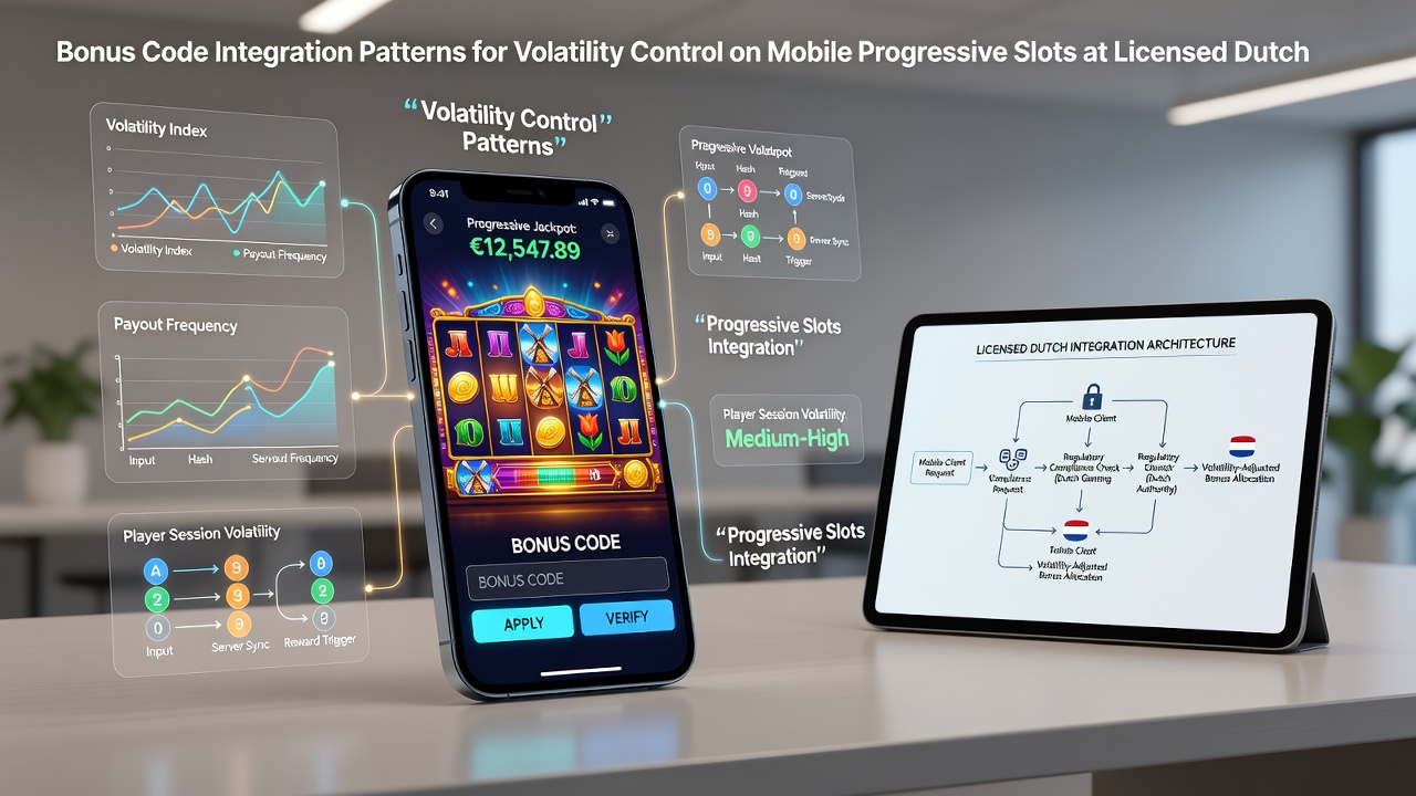 Diagram van volatiliteitscontrole patronen met mobiele interface voor progressieve slots