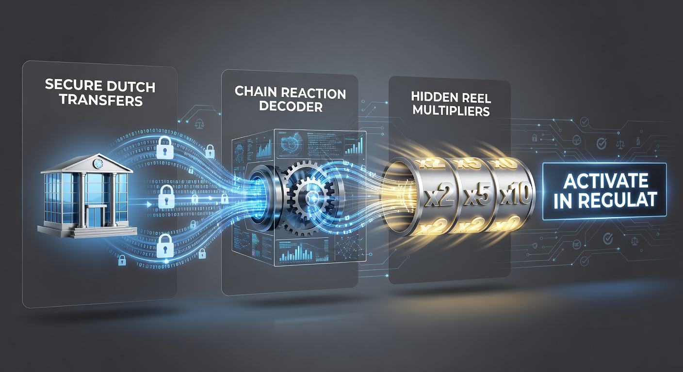 Diagram van de ketenreactie met veilige transfers en multipliers in mobiele slots