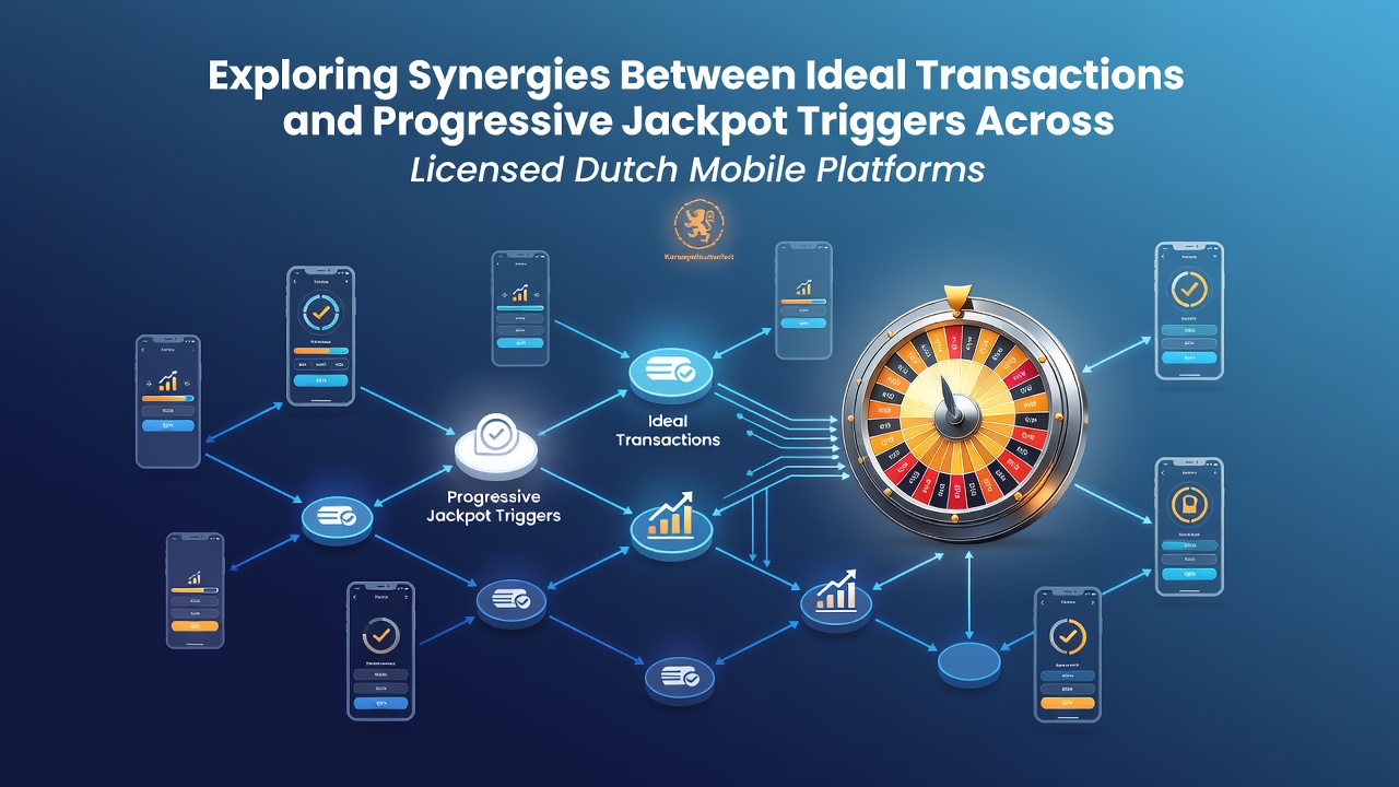 Illustratie van iDEAL-transacties die verbonden zijn met progressieve jackpotmechanismen op mobiele schermen van Nederlandse casino-apps