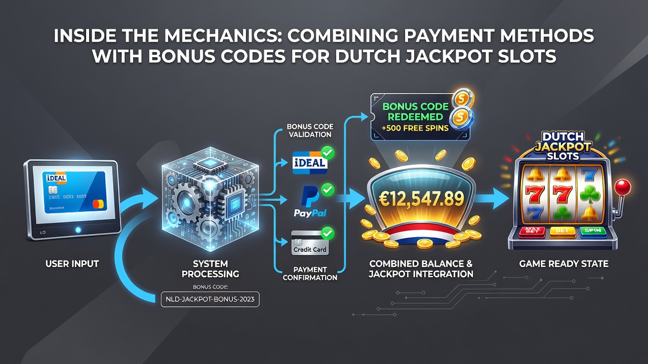 Diagram van jackpot slot interface met bonus en betaling integratie