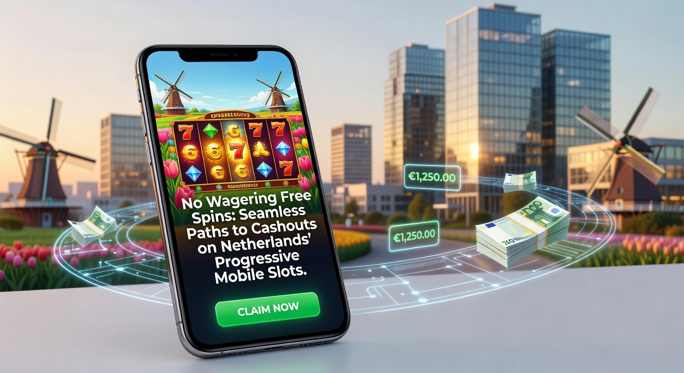 Schermafbeelding van een mobiele progressieve slot met no wagering free spins in actie op een Nederlandse casino-app, waar een jackpot meter oploopt en een cashout-knop zichtbaar is