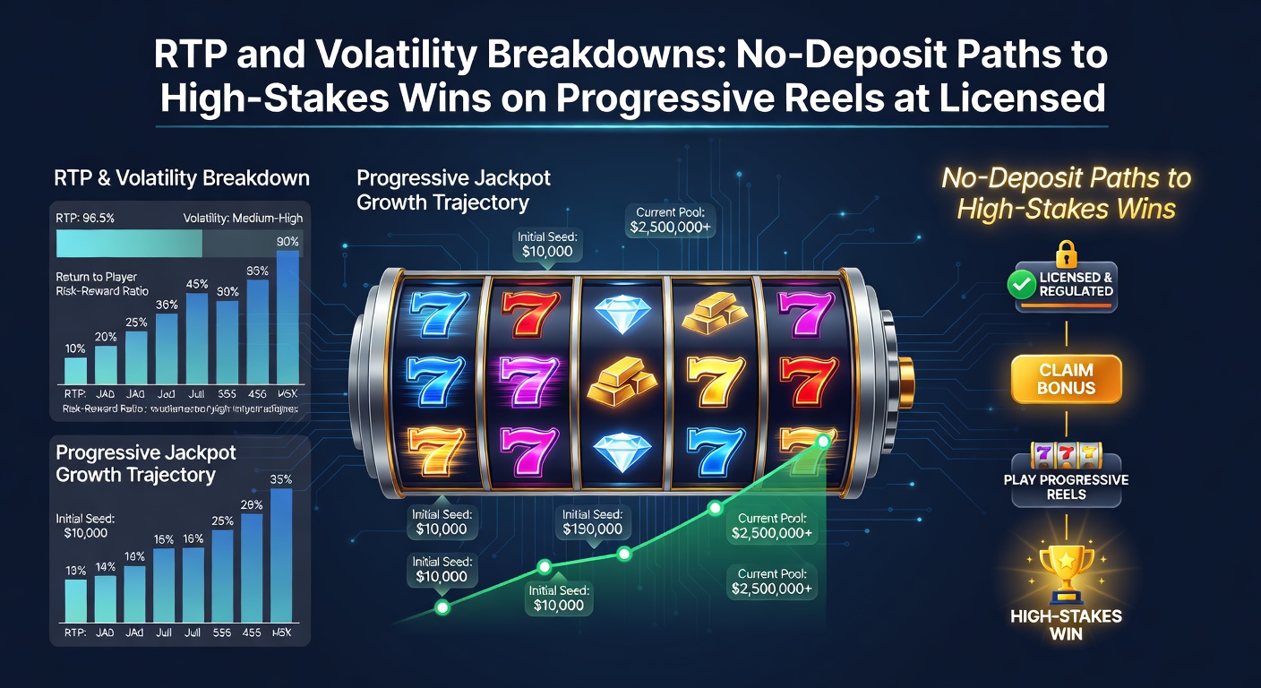 Voorbeeld van een progressieve slot-interface met volatiliteitsindicator en no-deposit bonuspop-up op een Nederlands casino
